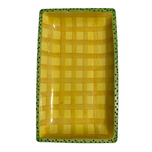 Whimsical Large Yellow and Green Ceramic Platter